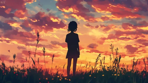 Sunset Silhouette in Field