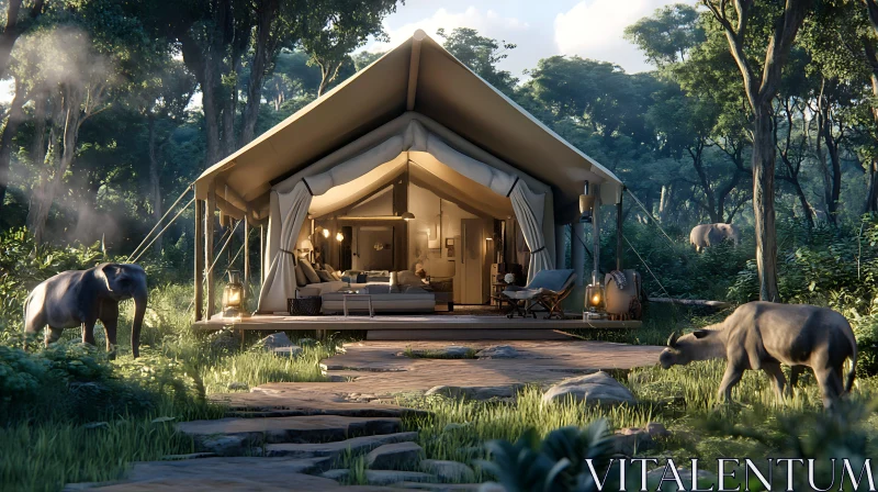 AI ART Elegant Safari Camping Experience