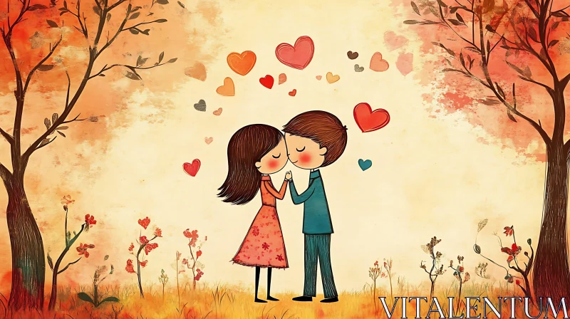 AI ART Romantic Couple Illustration