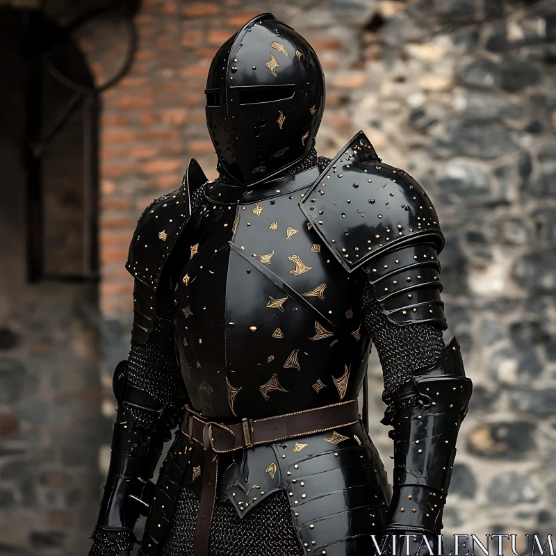 AI ART Medieval Knight in Full Black Armor