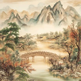 Scenic River View with Stone Bridge