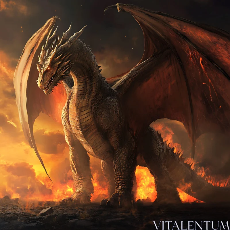 Dragon Amidst Flames AI Image