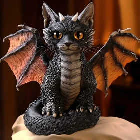 Whimsical Feline Dragon Art Piece