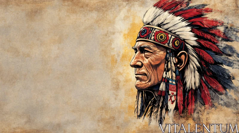 Native American Headdress Profile Art AI Image