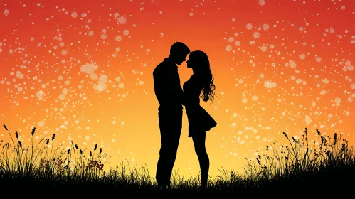 Silhouette Couple Sunset Romance