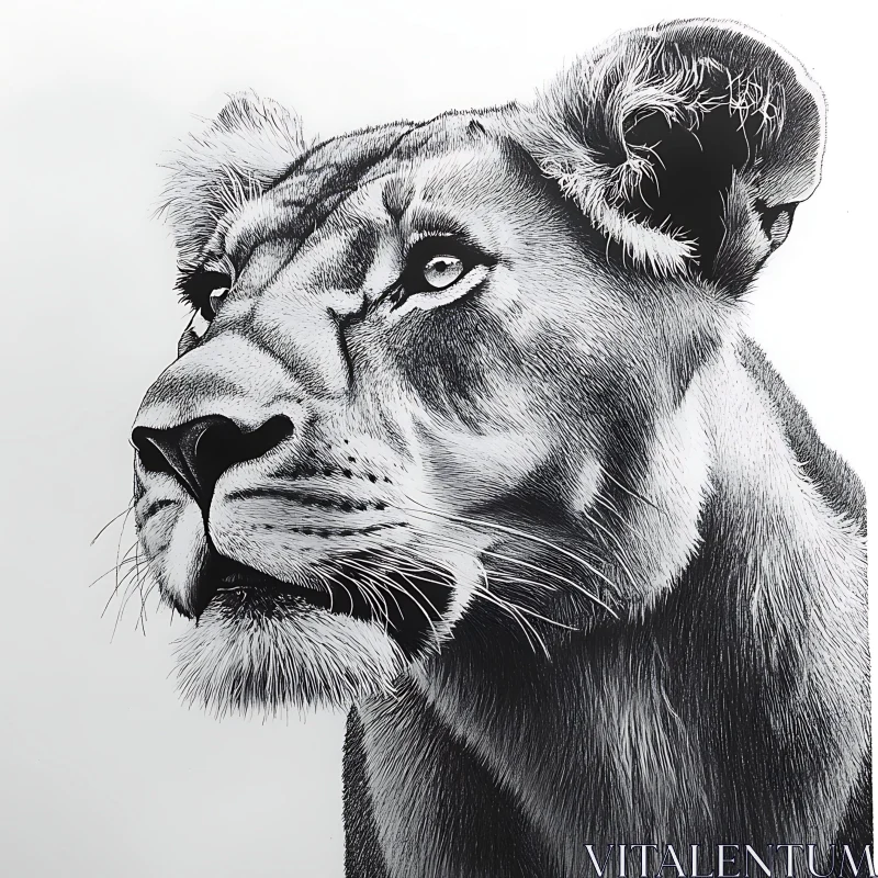 AI ART Lioness in Black and White