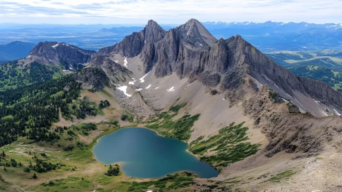 Serene Mountain Landscape with Heart-Shaped Lake