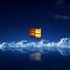 Tech Logo in Starry Night Sky with Cloud Reflection