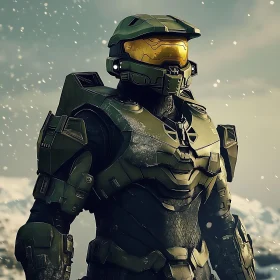 Futuristic Soldier in Green Armor
