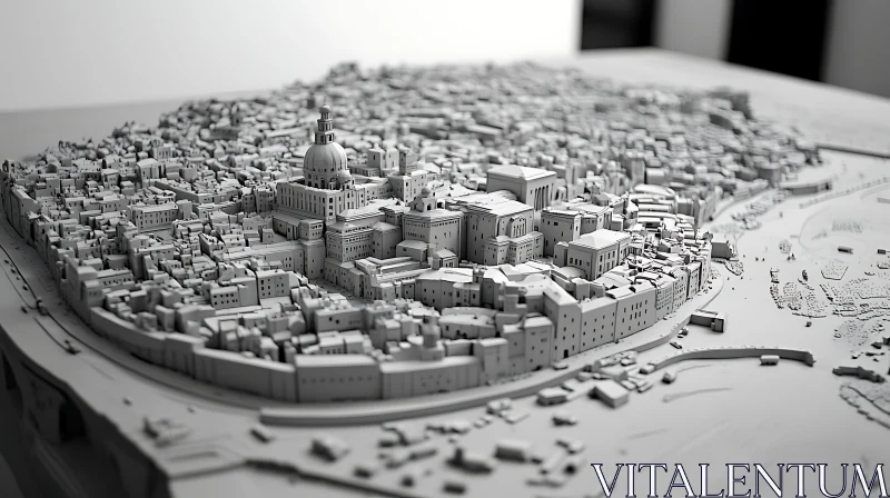 Monochrome Miniature City Architecture AI Image