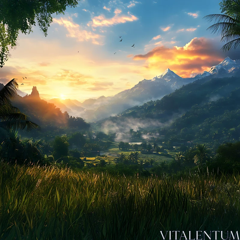 Picturesque Mountain View AI Image