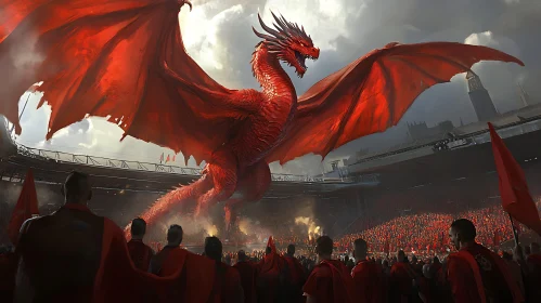 Stadium Dragon Fantasy Art Illustration