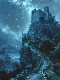 Ancient Fortress at Nightfall