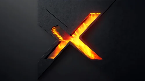 Glowing Fiery Core Letter 'X' Design