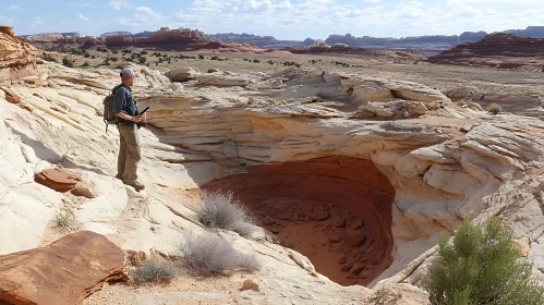Desert Rock Formations and Hiker