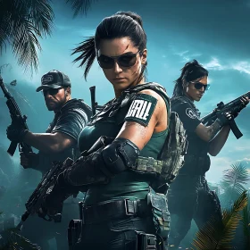 Three Soldiers in Tropical Environment