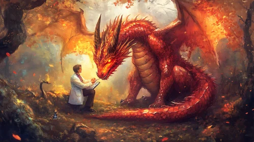 Red Dragon and Doctor in Forest