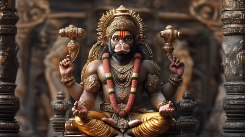 Golden Hanuman Deity Artwork