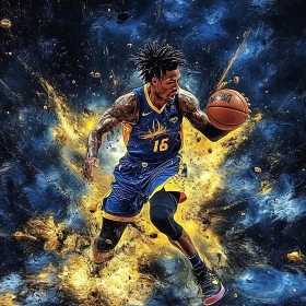 Athlete in Motion: A Basketball Art Piece