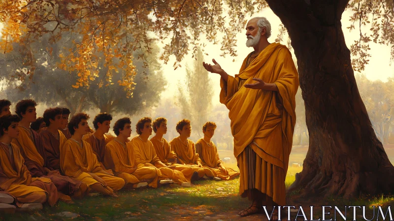 AI ART Ancient Teaching Under the Golden Light