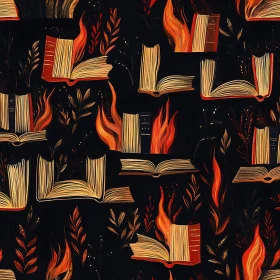 Books Engulfed in Flames Artwork