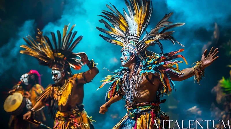 Cultural Dance with Feathers and Face Paint AI Image