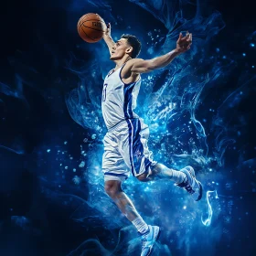 Athlete Jumping with Ball
