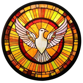 Circular Stained Glass with Dove Motif