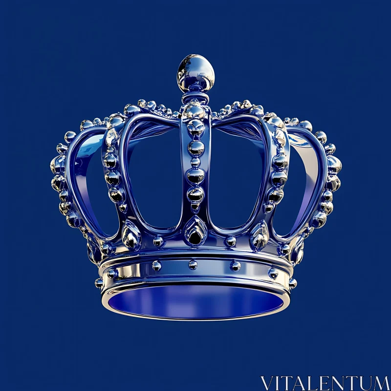 AI ART Royal Blue Gemstone Crown with Metal Details