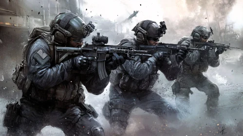 Military Squad in Urban Combat