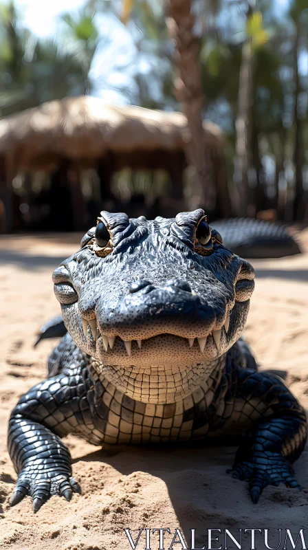 Alligator on Sand AI Image