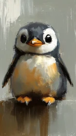 Penguin Art Portrait with Warm Tones