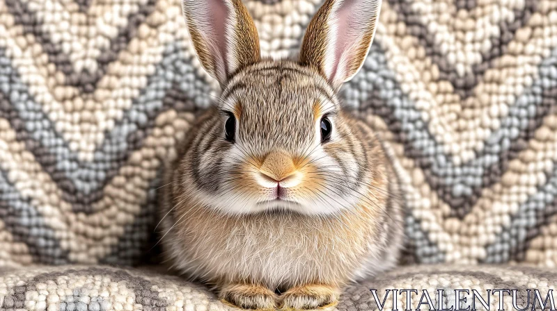 AI ART Adorable Rabbit on Patterned Background