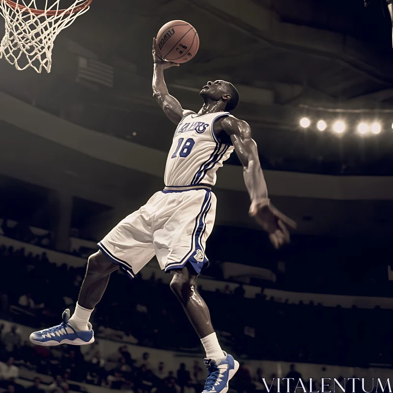 Athlete Mid-Air Dunk AI Image