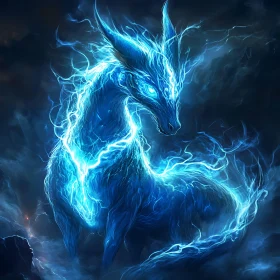 Azure Lightning Dragon Digital Rendering