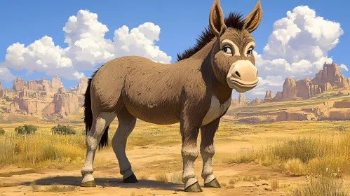 Animated Donkey in Golden Desert