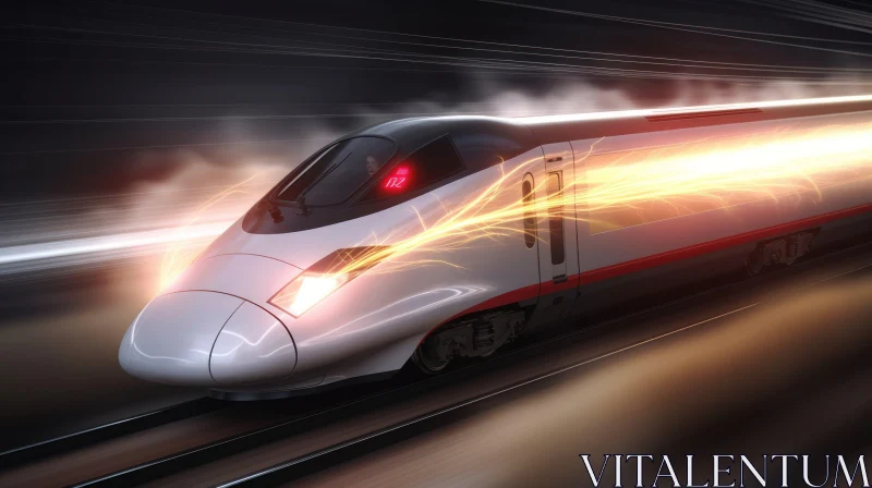 Anime-inspired Bullet Train Artwork in Silver and Red Colors AI Image