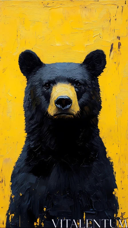 Bear on Bright Yellow Background AI Image