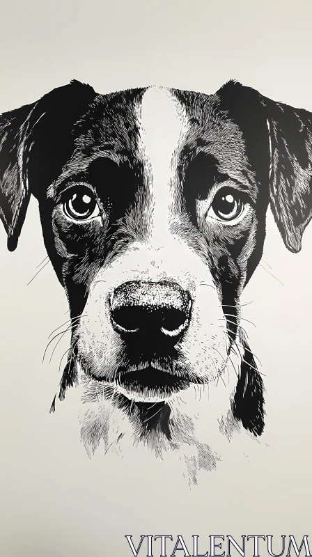 Illustrated Canine Portrait AI Image