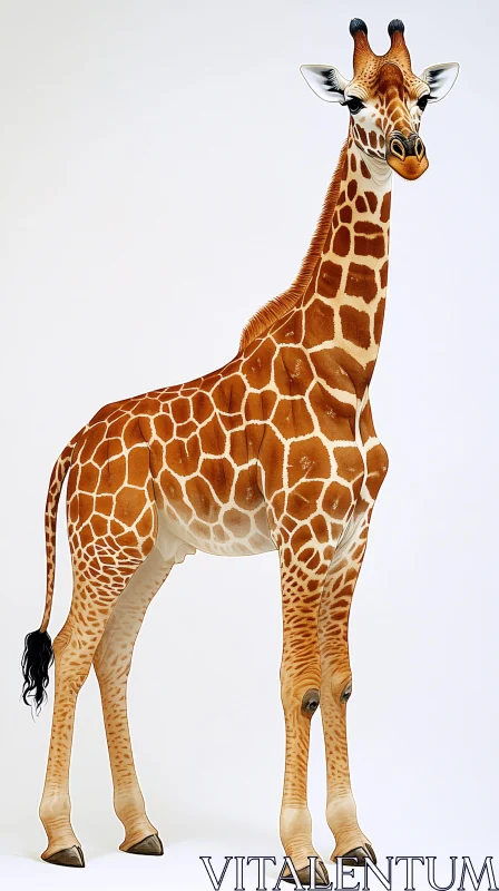 Majestic Giraffe on Neutral Background AI Image