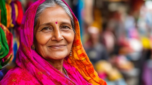 Portrait of an Elderly Woman in India