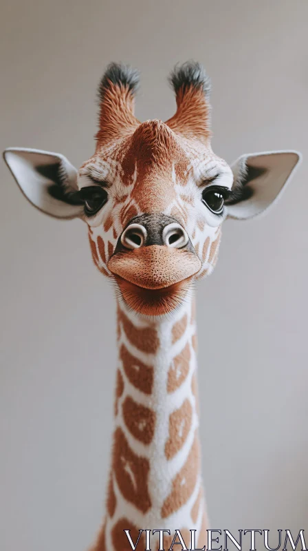 Young Giraffe Close-up AI Image