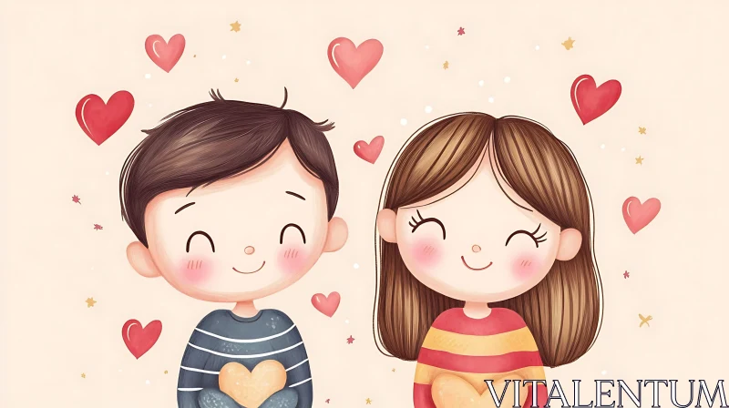 AI ART Sweet Cartoon Couple in Love