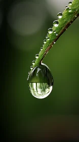 Ethereal Garden: Water Drop on Green Leaf