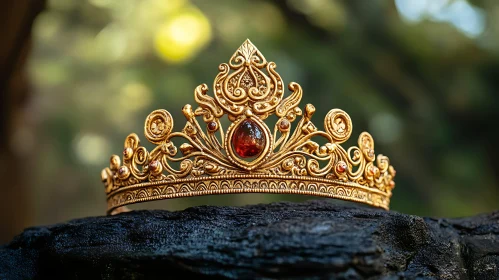 Ornate Crown on Dark Stone