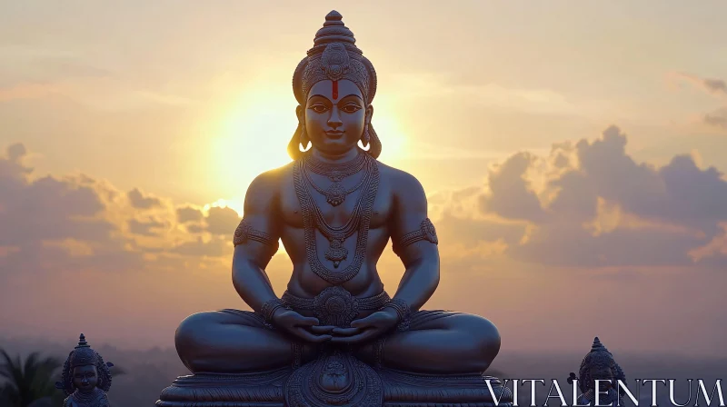 AI ART Meditative Statue at Golden Hour