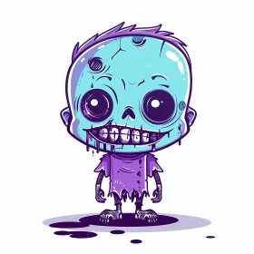 Humorous Cartoon Illustration of a Zombie Child