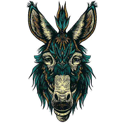 Intricate Donkey Head Vector Illustration