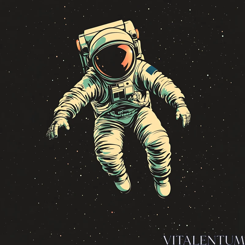 Floating Astronaut Among Stars