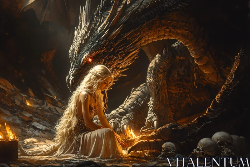 Blonde Woman with Dragon
